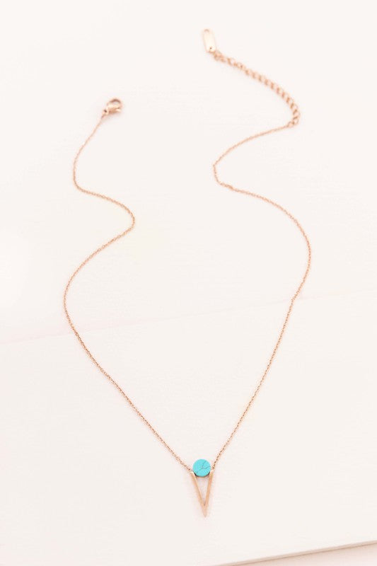 Tensly Point Stone Necklace Rose Gold