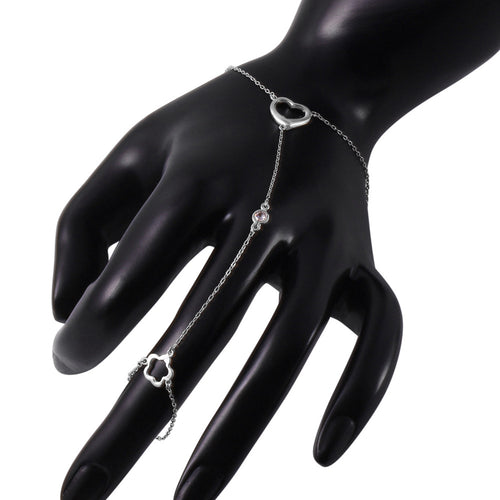 Elegant Sterling Silver Heart Bracelet Ring - Jewelry Buzz Box
 - 2