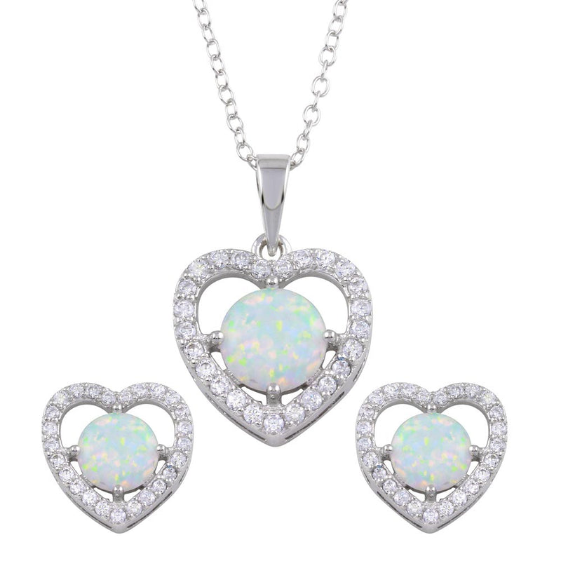 Heart Opal Necklace & Earring Set