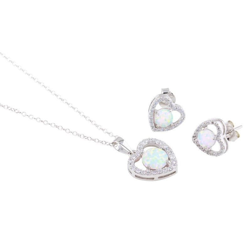 Heart Opal Necklace & Earring Set