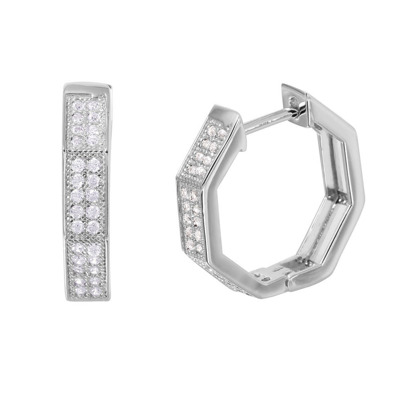 Hexagon Silver Hoop Earrings - Jewelry Buzz Box
