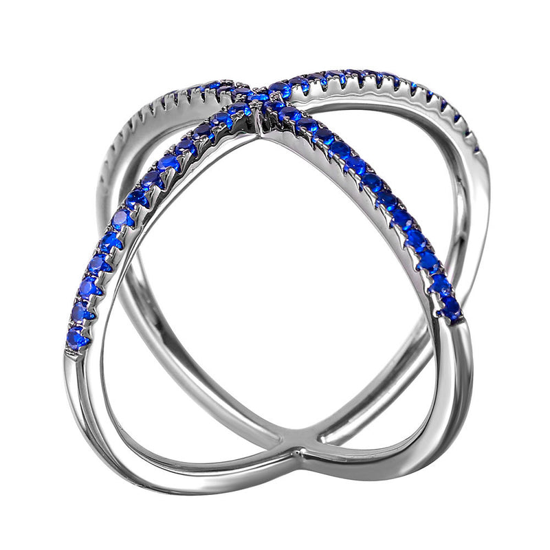 Deep Blue X Ring - Jewelry Buzz Box
 - 2